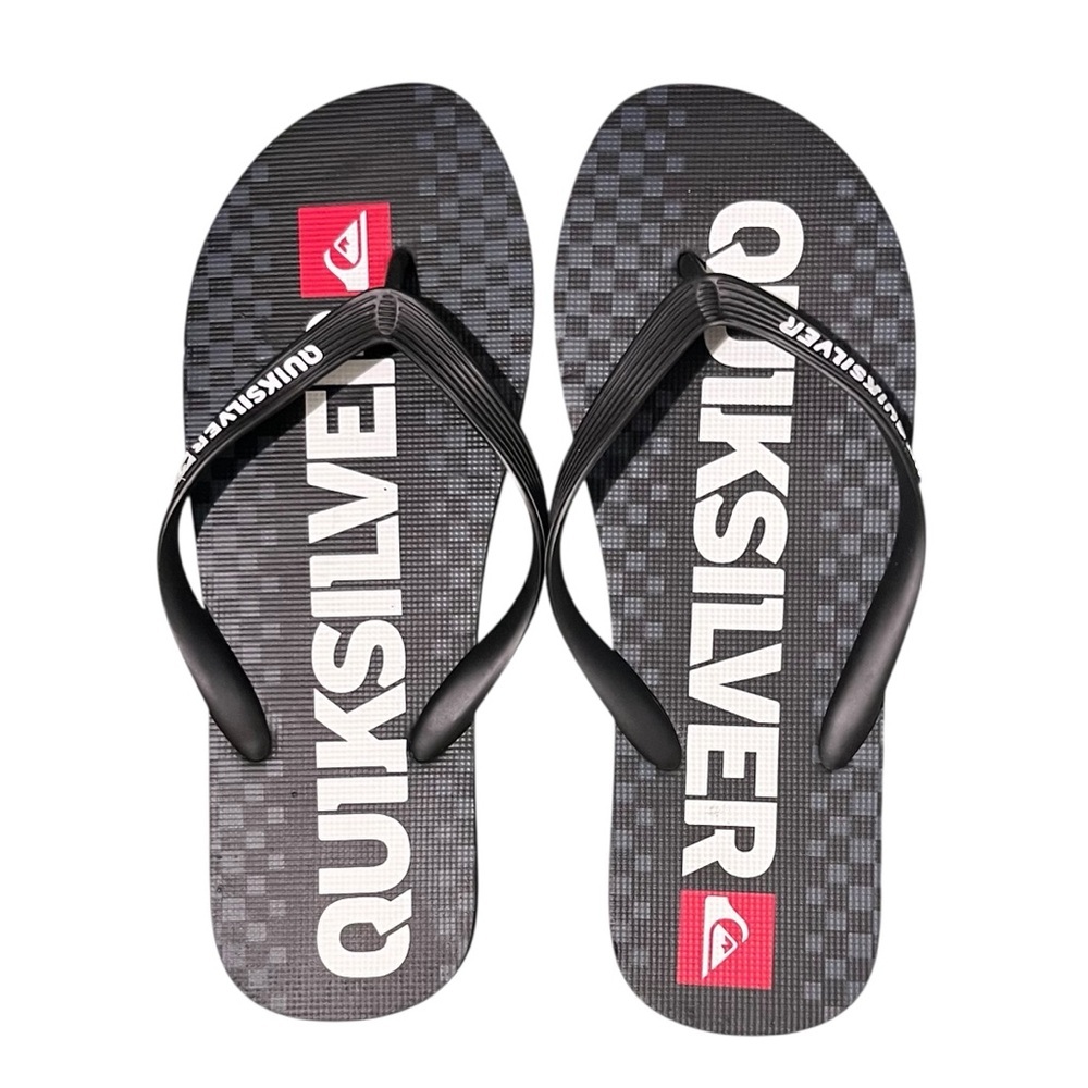 Quicksilver Men’s Java Blaze Check Flip Flops Size 12 Black